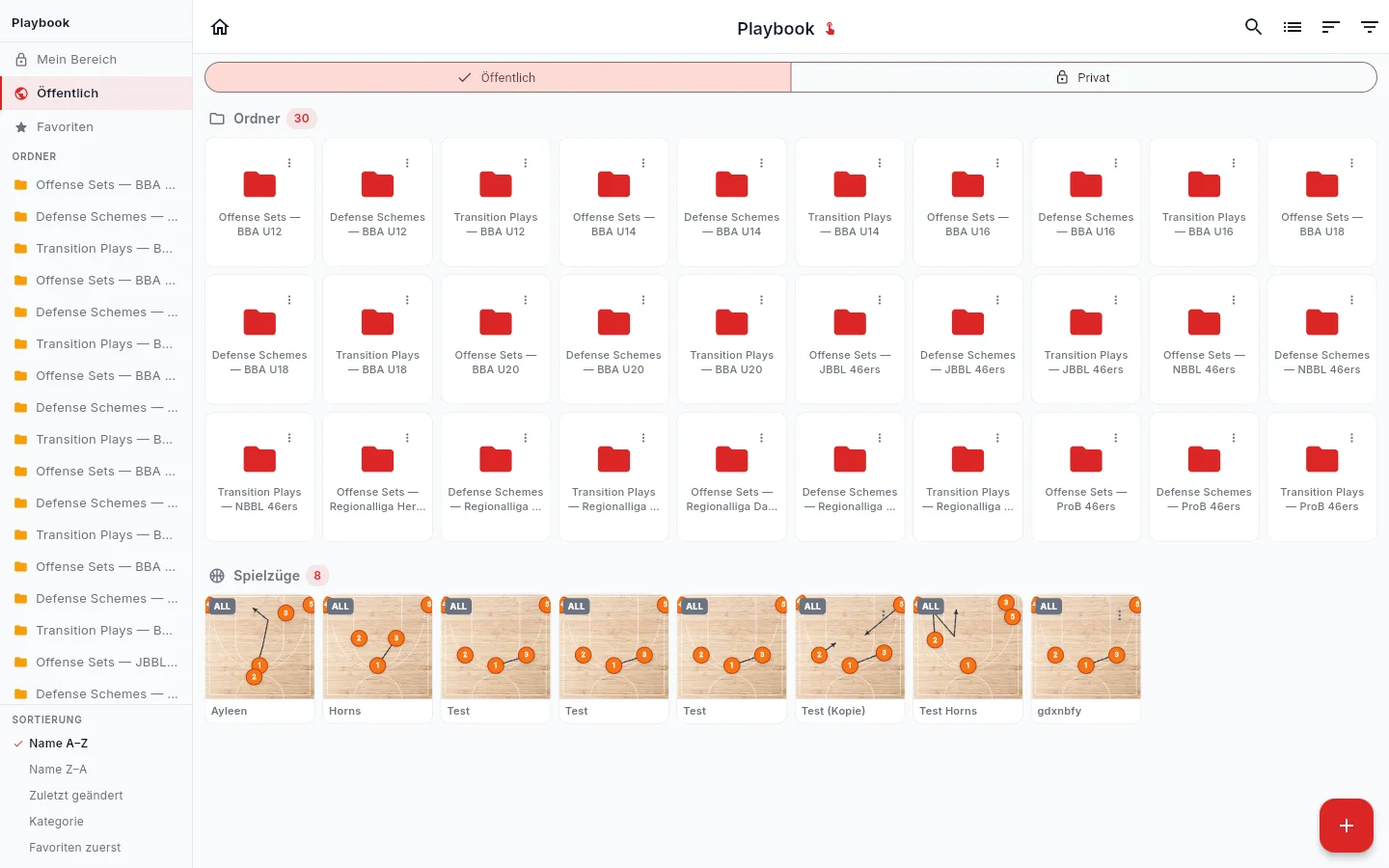 CourtCloud Digitales Playbook mit animierten Spielzügen Screenshot